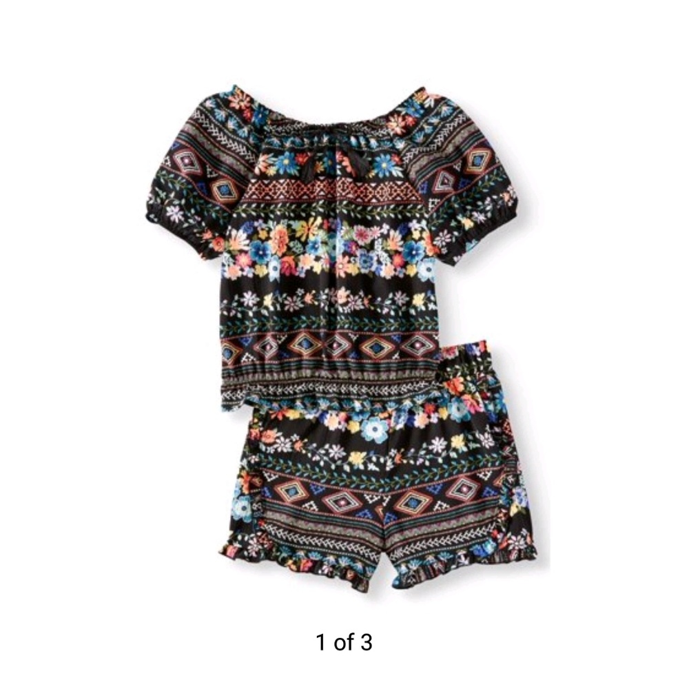 Black Floral 2 Piece sets for Girls back 2 school